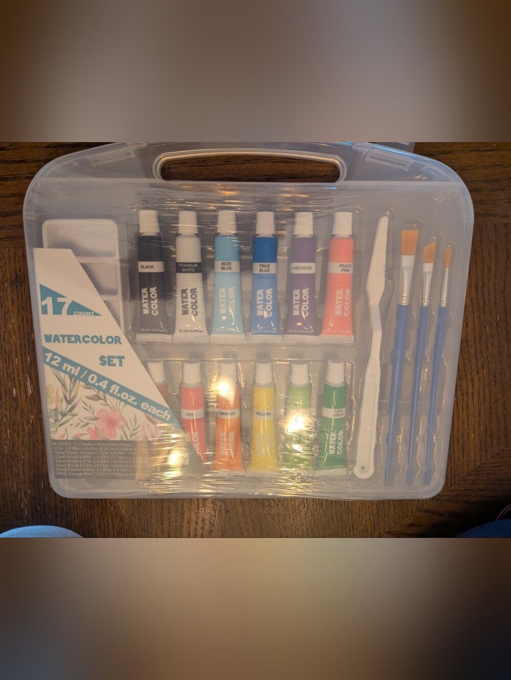 17 Count Watercolor Paint Set 12ml Tubes Brushes Palette Storage Case Art Craft